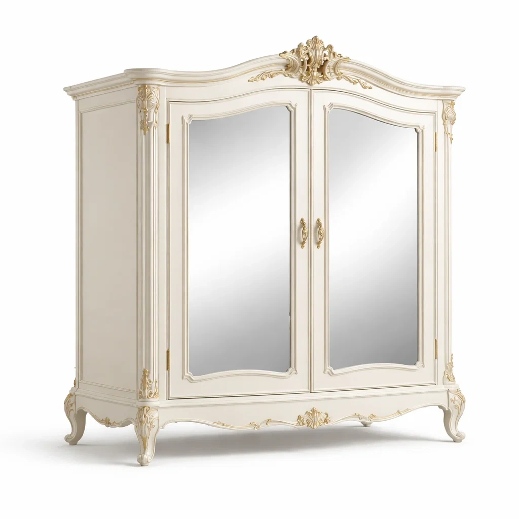 Armoire elegante blanc a deux portes miroir-LayoutLuxe