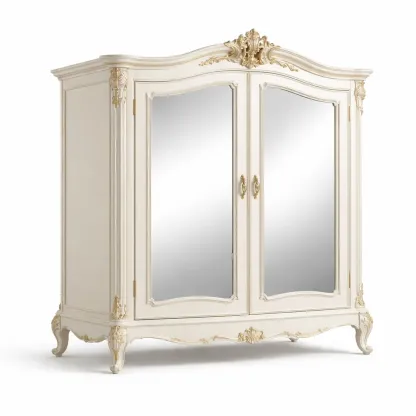 Armoire elegante blanc a deux portes miroir-LayoutLuxe