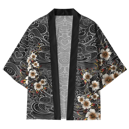 Tokyo-Lion Sakura With Whirlpool Kimono Cardigan