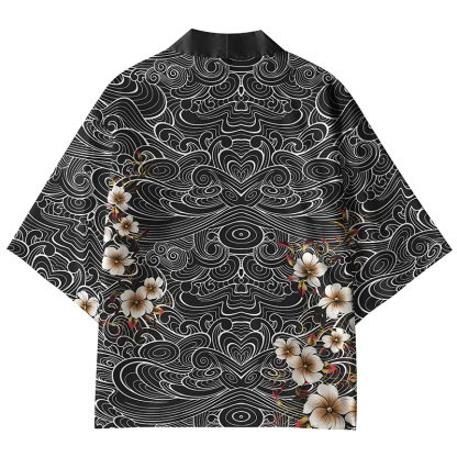 Tokyo-Lion Sakura With Whirlpool Kimono Cardigan