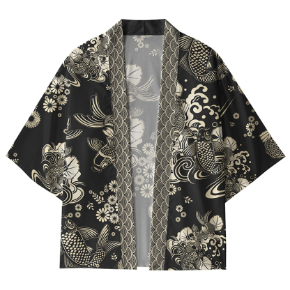 Tokyo-Lion Golden Koi Kimono Cardigan