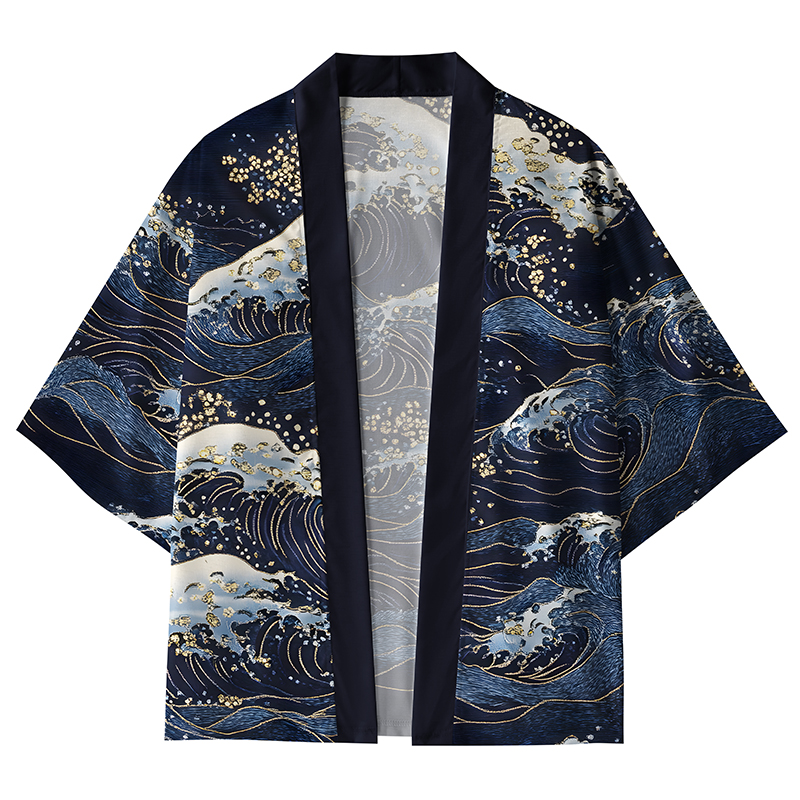 Tokyo-Lion Golden Lines Of Waves Kimono Cardigan