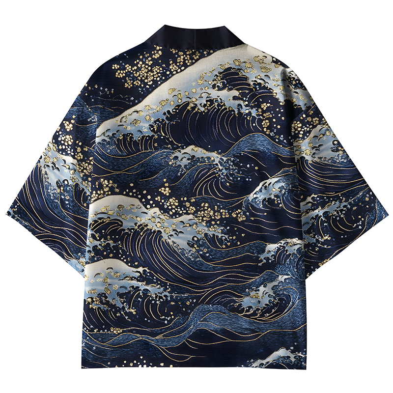 Tokyo-Lion Golden Lines Of Waves Kimono Cardigan