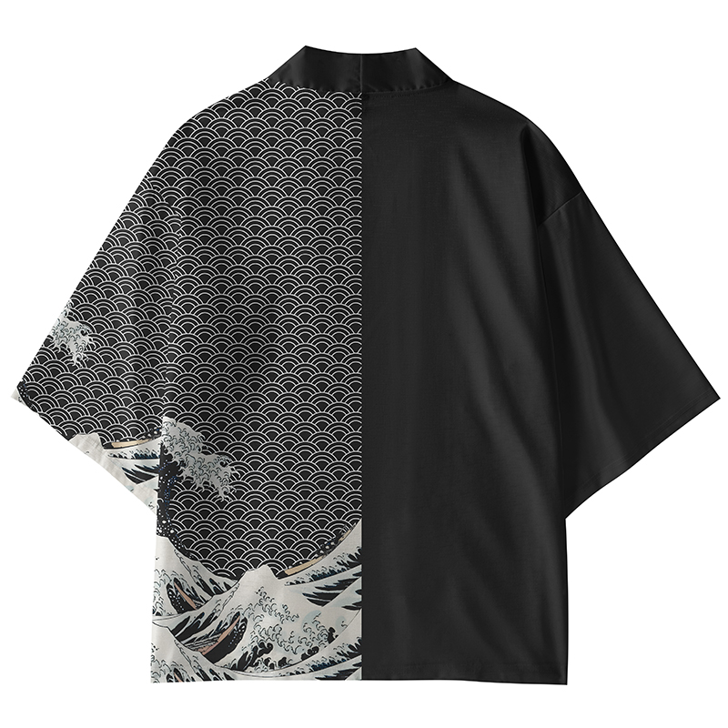 Tokyo-Lion Half Of The Wave Pattern Kimono Cardigan