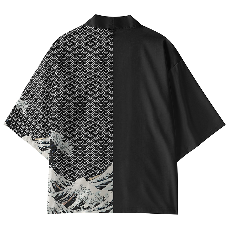 Tokyo-Lion Half Of The Wave Pattern Kimono Cardigan