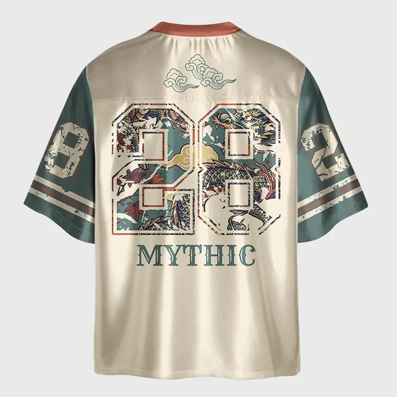 Tokyo-Lion Cloud Dragon Auspicious Qilin Glossy Oversized Jersey