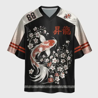 Tokyo-Lion Vintage Sakura And Koi Glossy Oversized Jersey