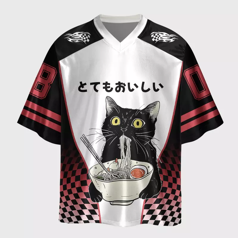 Tokyo-Lion Delicious Cat Ramen Time Glossy Oversized Jersey