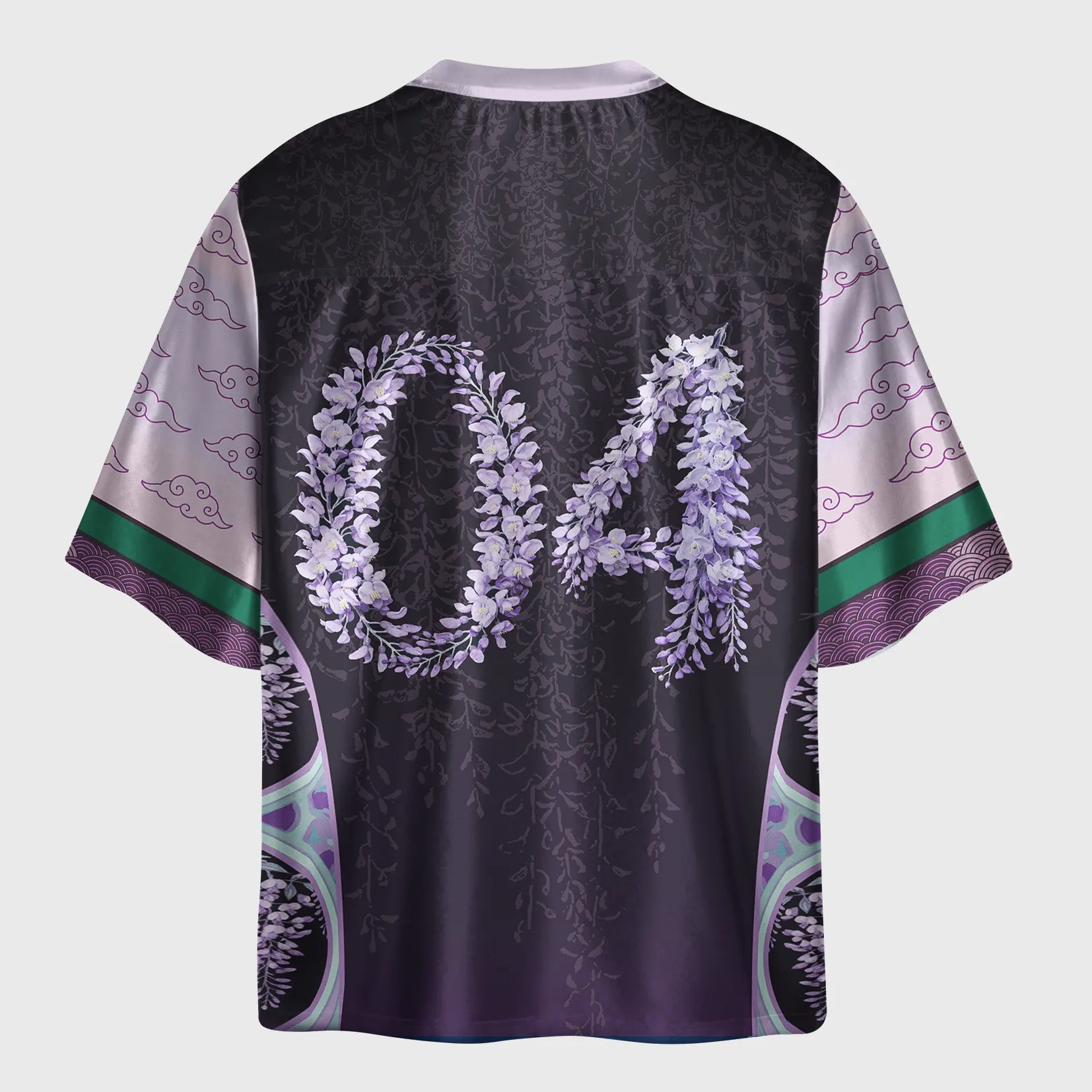 Tokyo-Lion Wisteria Jpanese Flowers Glossy Oversized Jersey