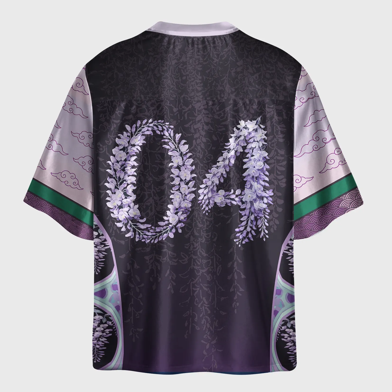 Tokyo-Lion Wisteria Jpanese Flowers Glossy Oversized Jersey