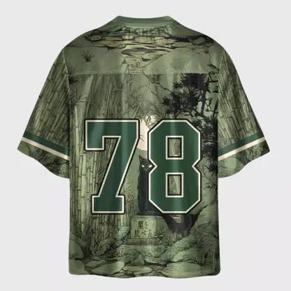 Tokyo-Lion Green Bamboo Forest Cat Glossy Oversized Jersey