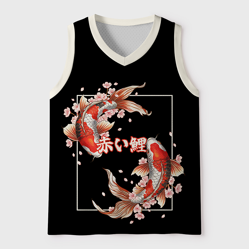 Tokyo-Lion Sakura Koi Fish Japanese Zen Mesh Tank Top-Tokyo-Lion