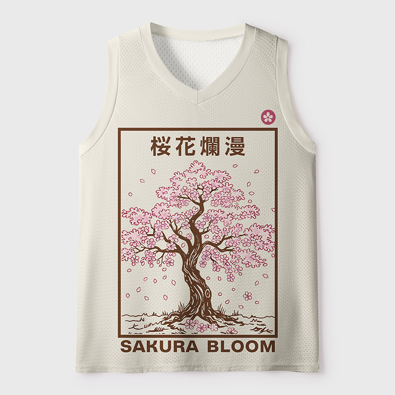 Tokyo-Lion Sakura Bloom Mesh Tank Top-Tokyo-Lion