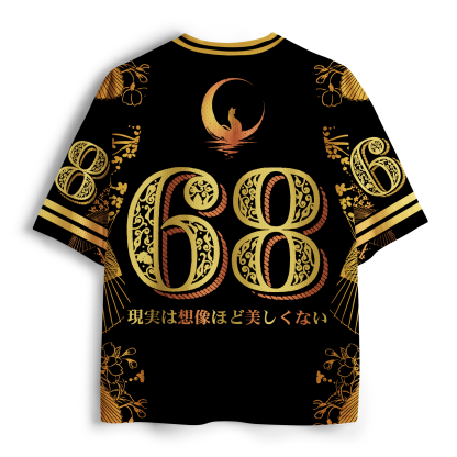 Tokyo-Lion Black Cat&Peony Mesh Jersey
