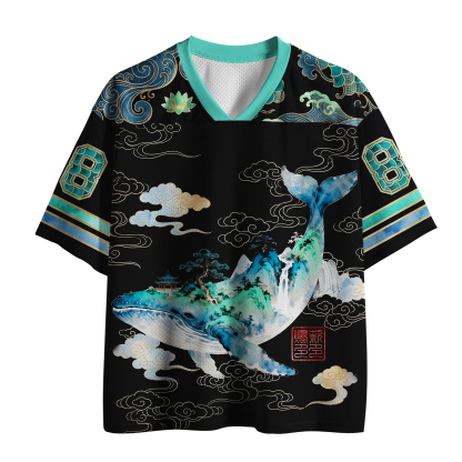 Tokyo-Lion Whale Ink Painting Landscape Mesh Jersey