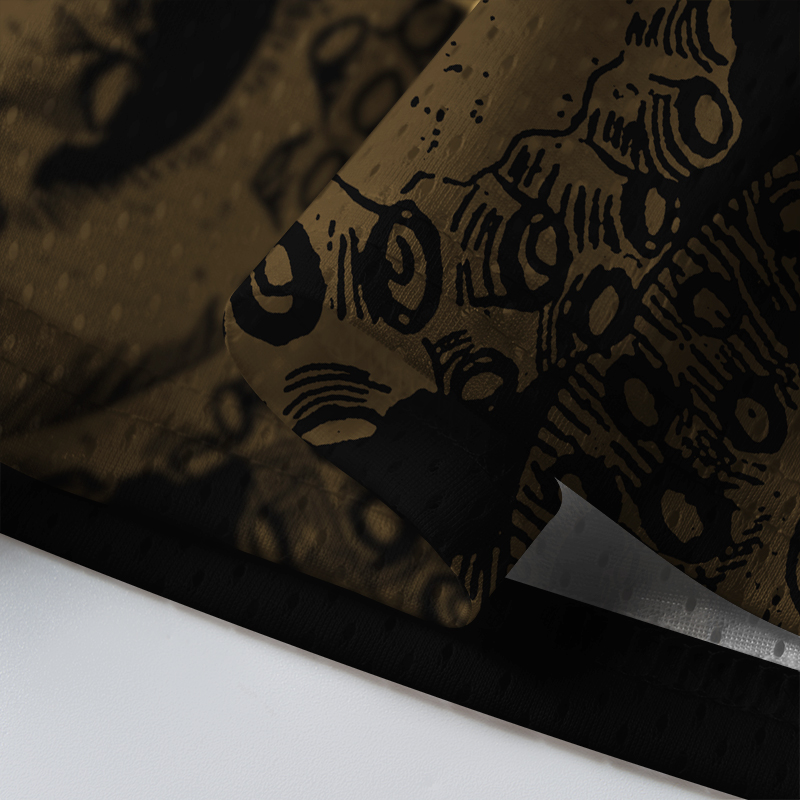 Tokyo-Lion Octopus Japanese Gold Print Tattoo Mesh Jersey