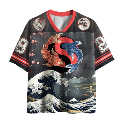 Tokyo-lion The Great Wave&Zen Koi Mesh Jersey