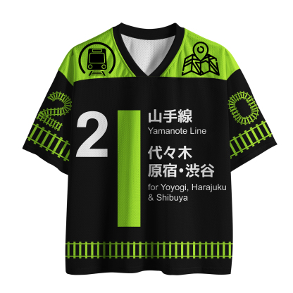 Tokyo-Lion Japan Yamanote Line Shibuya and Harajuku Mesh Jersey