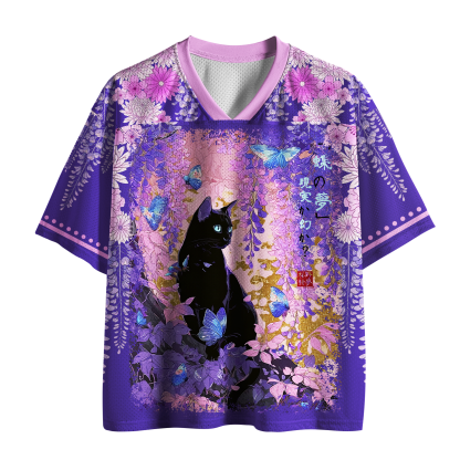 Tokyo-Lion Wisteria Dream: Midnight Cat Mesh Jersey