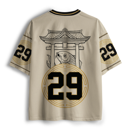 Tokyo-lion Fat Cat Eating Ramen Mesh Jersey