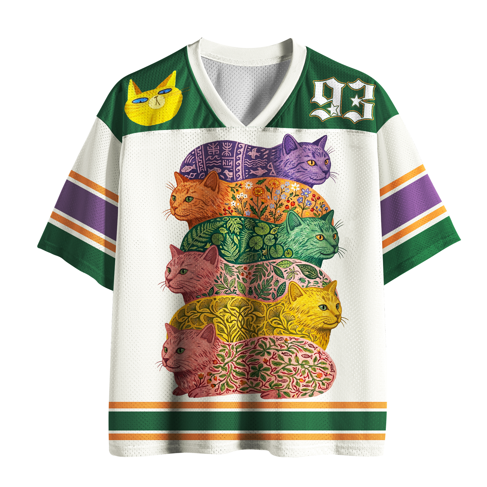 Tokyo-lion Botanical Felines Stacking Mesh Jersey