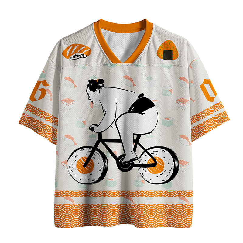 Tokyo-lion Sumo Riding A Sushi Bike Mesh Jersey