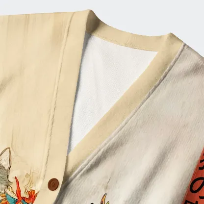 Tokyo-Lion Cats Of The Grand Banquet Ugly Cardigan Sweater