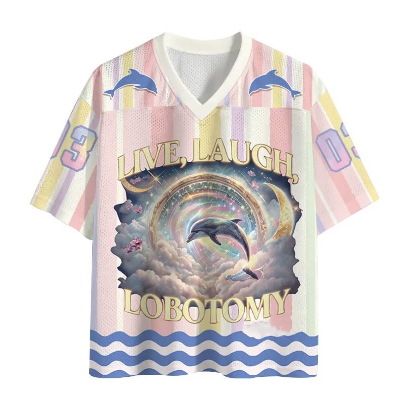 TokyoLion Live Laugh Lobotomy Funny Dolphin Meme Mesh Jersey