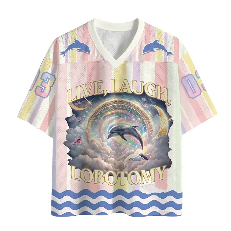 TokyoLion Live Laugh Lobotomy Funny Dolphin Meme Mesh Jersey