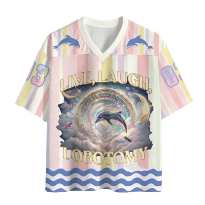 TokyoLion Live Laugh Lobotomy Funny Dolphin Meme Mesh Jersey