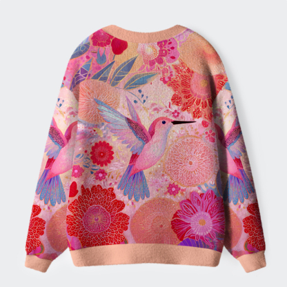 Tokyo-Lion Birdsong And Blossoms Ugly Cardigan Sweater