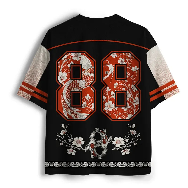 Tokyo-Lion Vintage Sakura And Koi Mesh Jersey