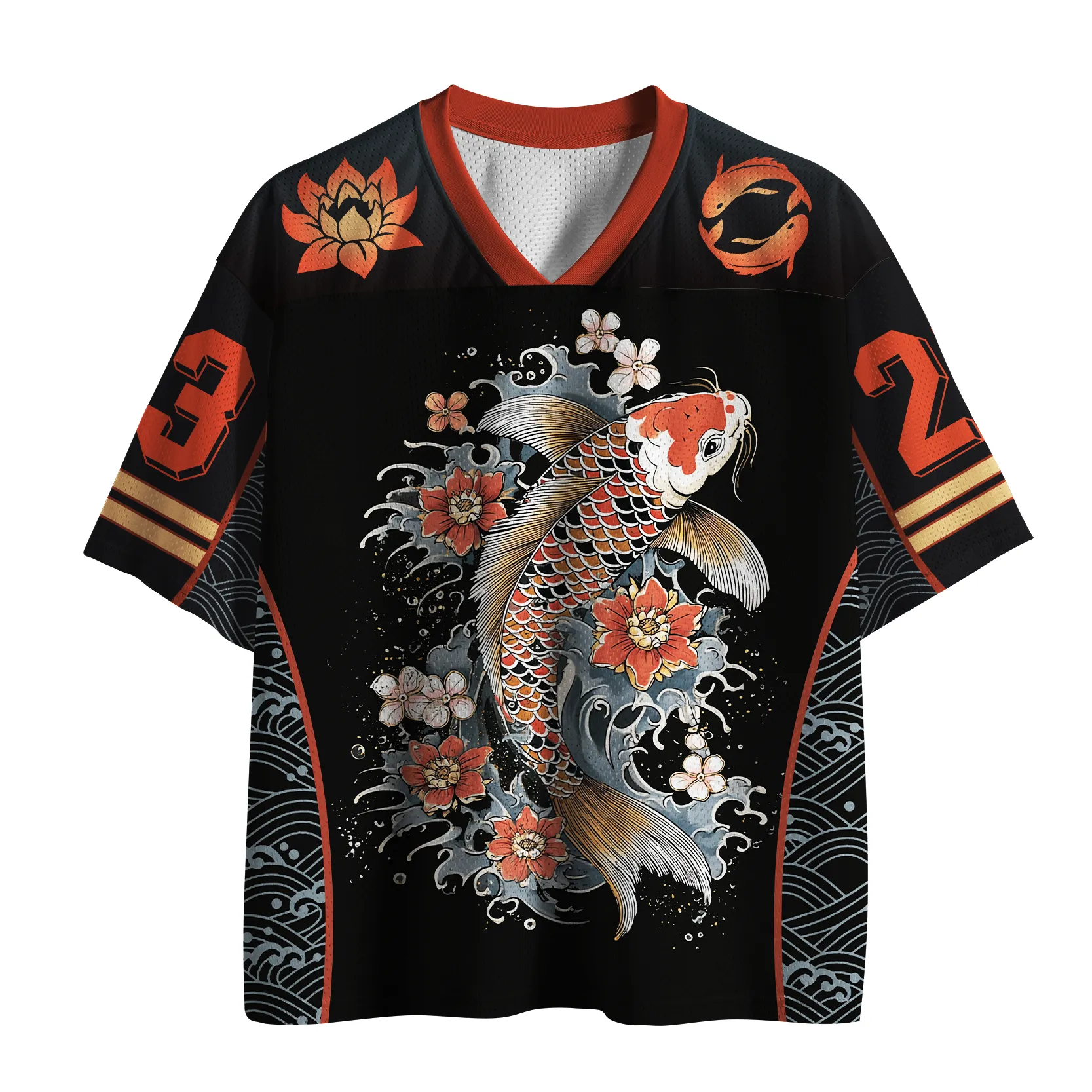Tokyo-Lion Sacred Lotus&Rising Koi Mesh Jersey