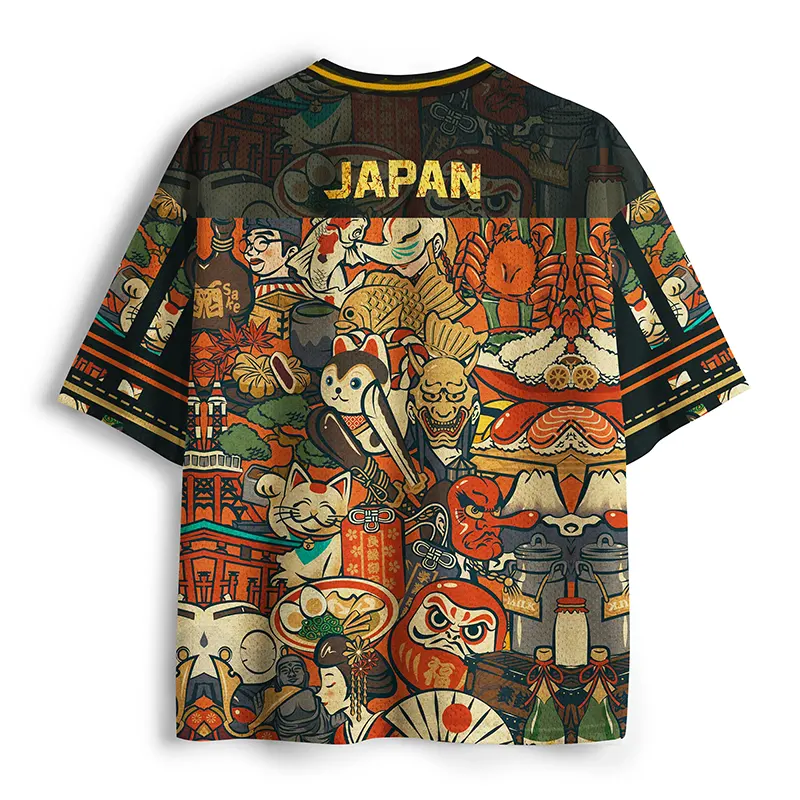 Tokyo-Lion Funny Japanese Traditional Elements Mesh Jersey-Tokyo-Lion