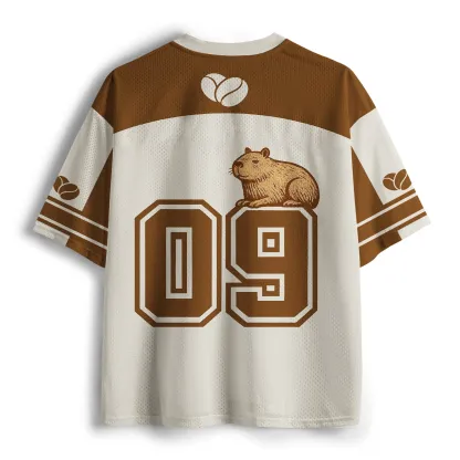 Tokyo-Lion The Elegant Capybara Drinking Coffee Mesh Jersey-Tokyo-Lion