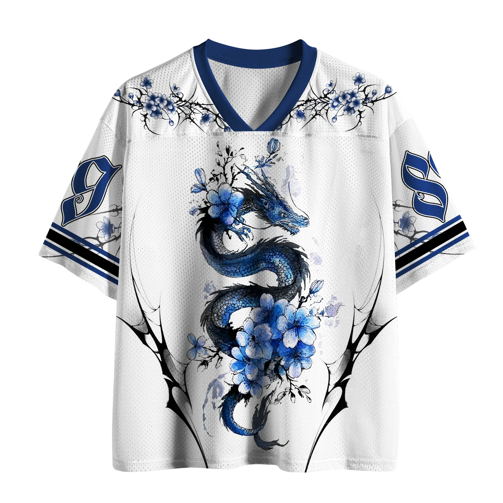 Tokyo-Lion Ink-Flow Blue Dragon Mesh Jersey-Tokyo-Lion