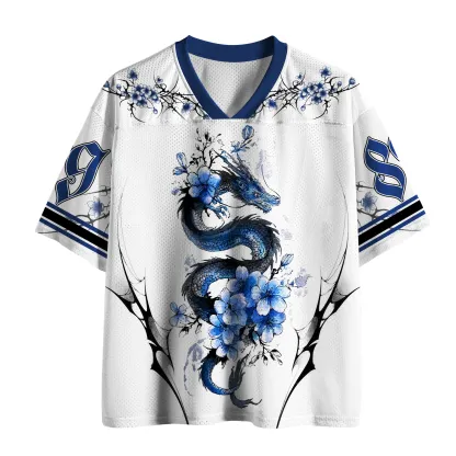 Tokyo-Lion Ink-Flow Blue Dragon Mesh Jersey-Tokyo-Lion