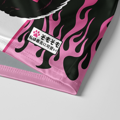 Tokyo-Lion Roaring Black Cat Glossy Oversized Jersey