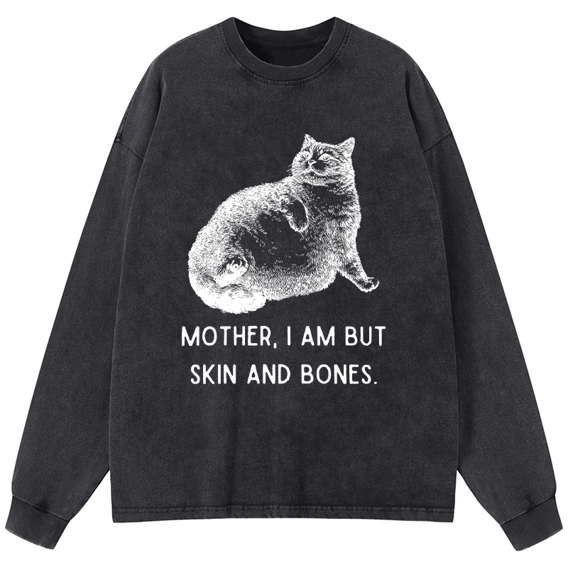 Tokyo-Lion Skin & Bones Cat Washed Long Sleeve T-Shirt-Tokyo-Lion