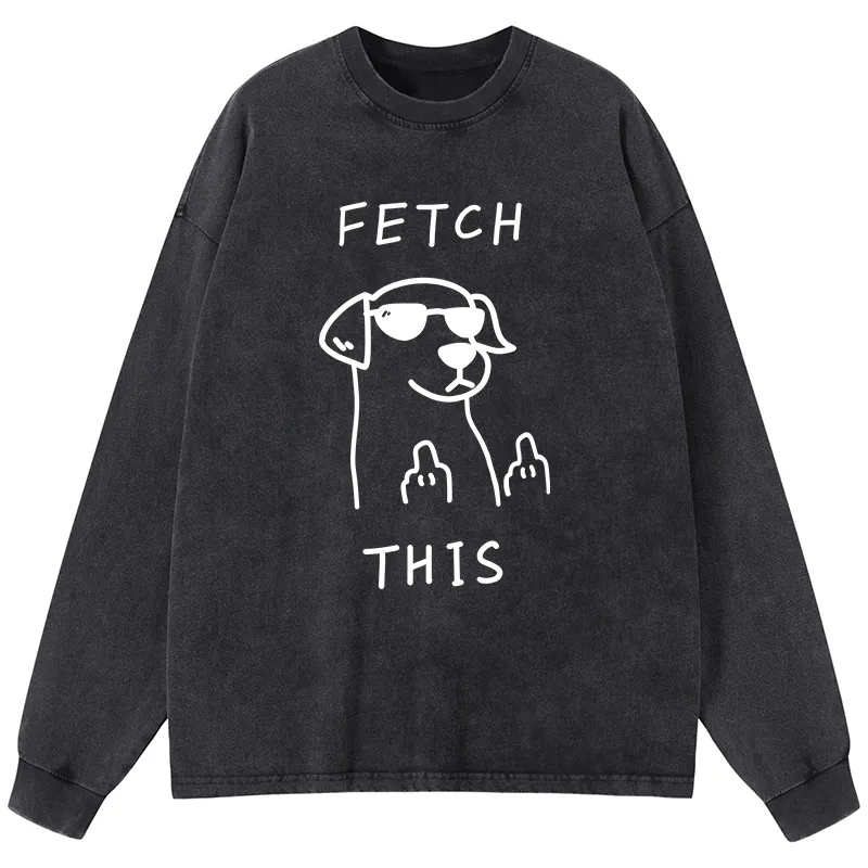 Tokyo-Lion Rebellious Dog Washed Long Sleeve T-Shirt