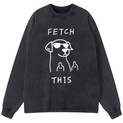 Tokyo-Lion Rebellious Dog Washed Long Sleeve T-Shirt