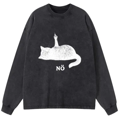 Tokyo-Lion Cat Refused Washed Long Sleeve T-Shirt