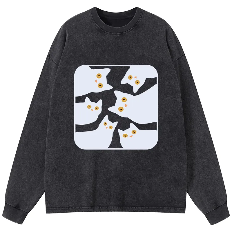 Tokyo-Lion Cats Are Watching You Washed Long Sleeve T-Shirt