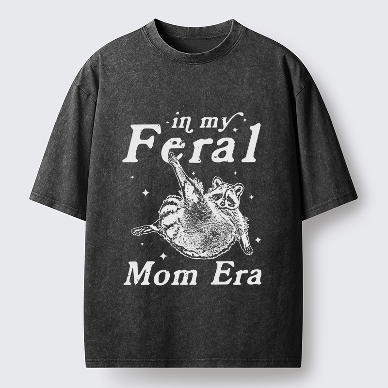 Tokyo-Lion Feral Mom Raccoon Meme Art Washed T-Shirt-Tokyo-Lion