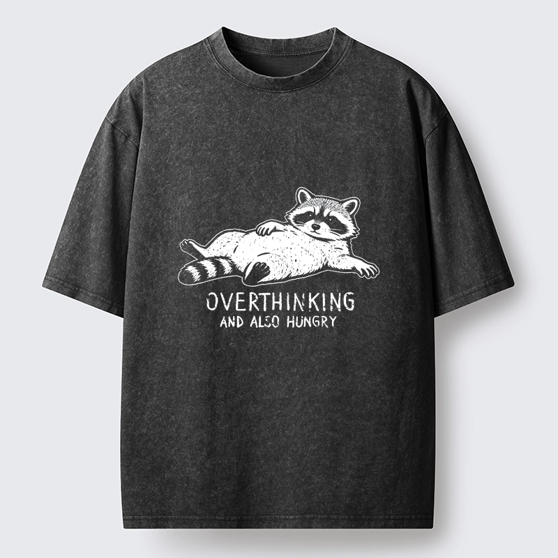 Tokyo-Lion Hungry Overthinking Raccoon Washed T-Shirt-Tokyo-Lion