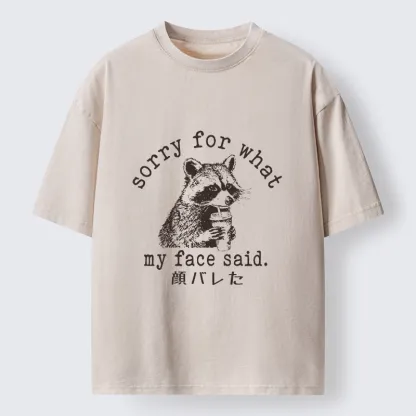 Tokyo-Lion Raccoon My Face Said Meme Washed T-Shirt-Tokyo-Lion