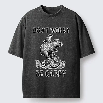 Tokyo-Lion Happy Capybara on Wheels Washed T-Shirt