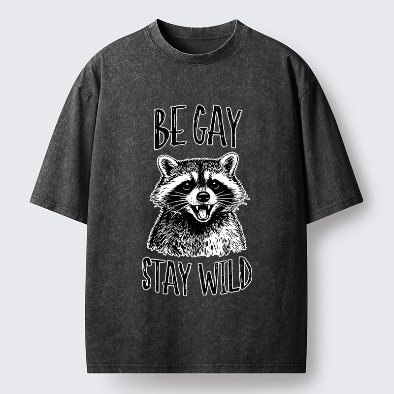 Tokyo-Lion Pride Raccoon Art Washed T-Shirt-Tokyo-Lion