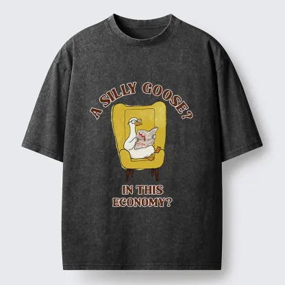 Tokyo-Lion Meme Goose Surviving The Recession Washed T-Shirt