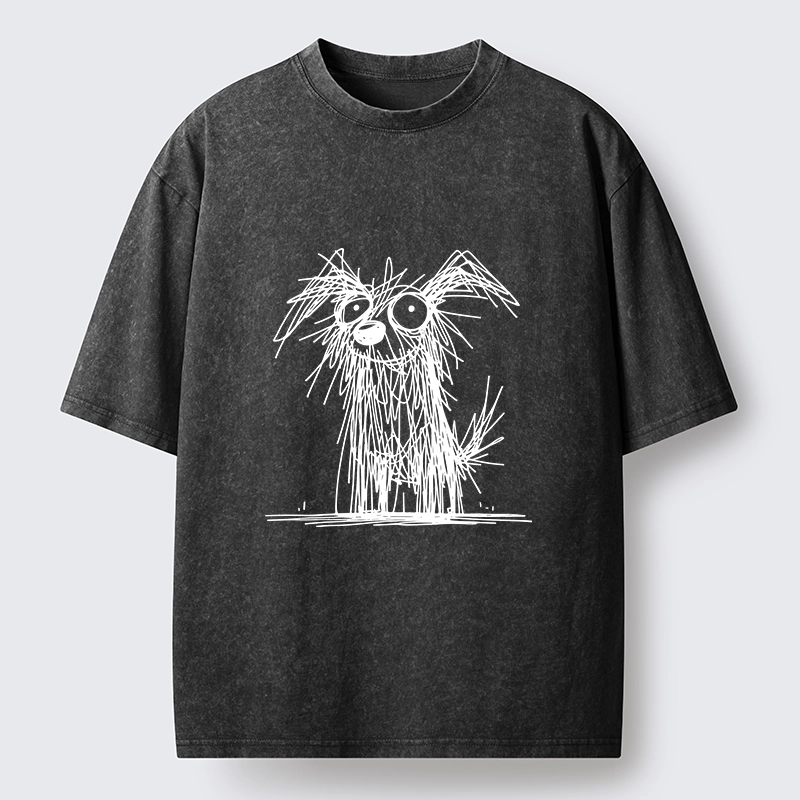 Tokyo-Lion Scruffy Dog Chaos Funny Washed T-Shirt
